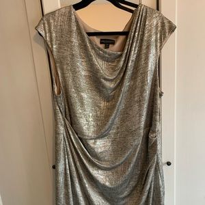 Silver/Metallic Dress with Fringe at the Waist
